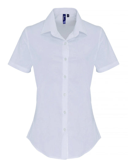 Premier Women's Stretch-Fit Cotton Poplin Short Sleeve Shirt - [CLEARANCE]
