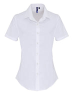 Premier Workwear Ladies Stretch Fit Cotton Poplin Short Sleeve Shirt - PR346M - thumbnail 5