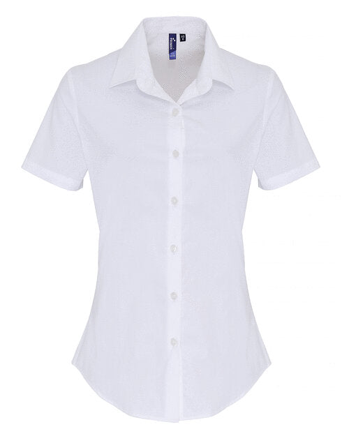 Premier Workwear Ladies Stretch Fit Cotton Poplin Short Sleeve Shirt - PR346M