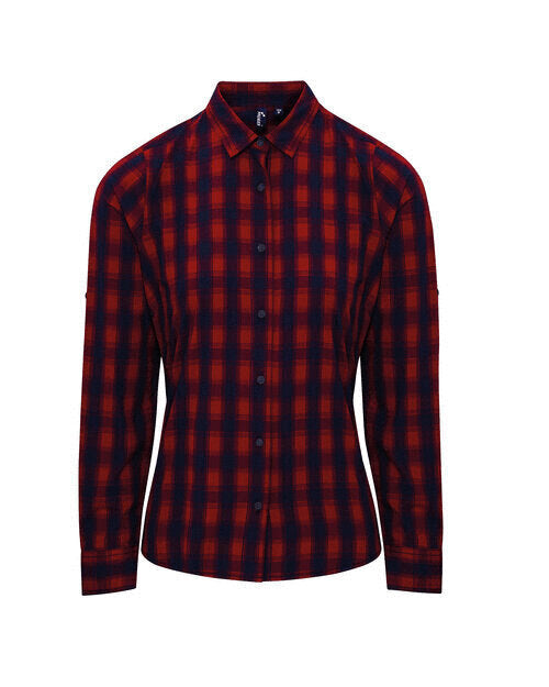 Premier Workwear Ladies Mulligan Check Long Sleeve Cotton Shirt - PR350M