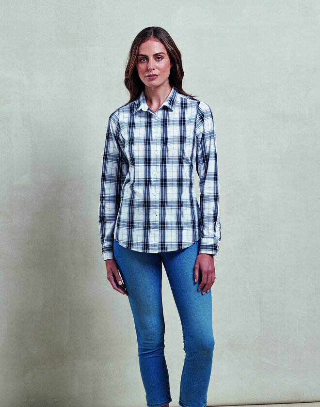 Premier 'Ginmill' Check - Women's Long Sleeve Cotton Shirt