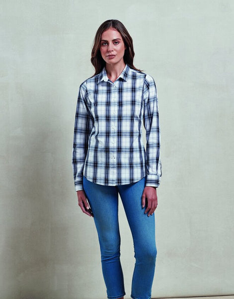 Premier 'Ginmill' Check - Women's Long Sleeve Cotton Shirt