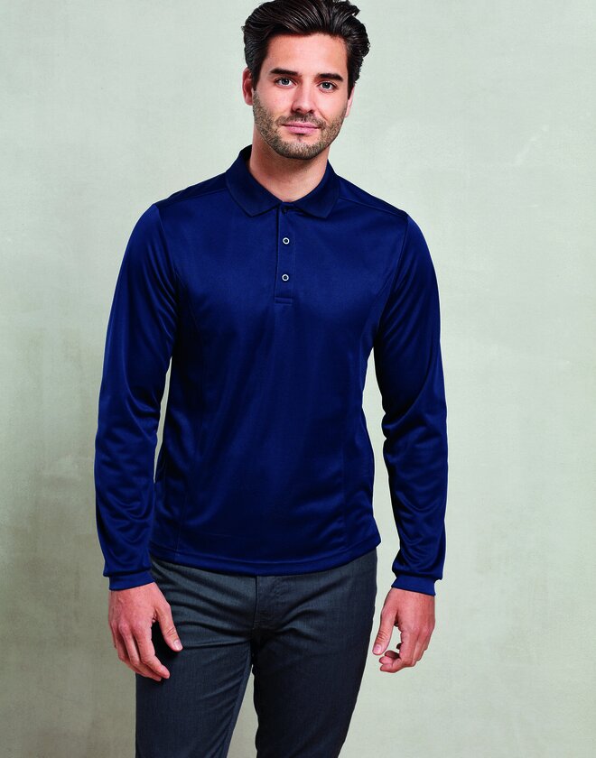 Premier Men's Long Sleeve Coolchecker Pique Polo Shirt