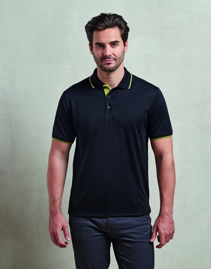 Premier Men's Contrast Tipped Coolchecker Polo Two tone Shirt
