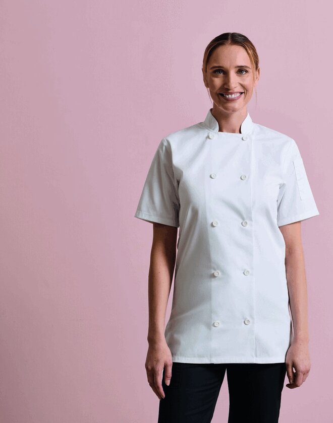 Premier Workwear Ladies Short Sleeve Chefs Jacket - PR670M
