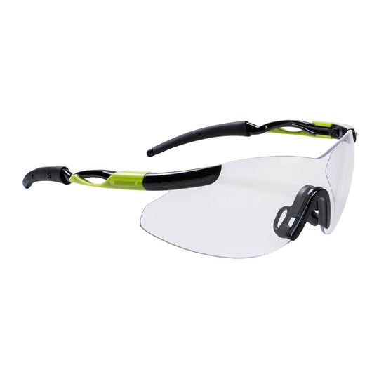 Clear Portwest Saint Louis PS07 safety spectacles with a lightweight design.