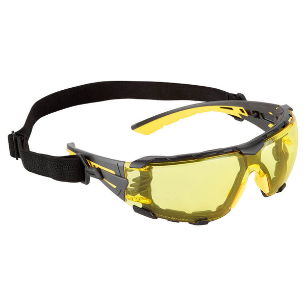 Amber lens Portwest Tech Look Pro K&N PS28 safety glasses.