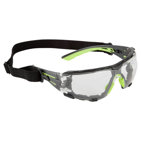 Clear lens Portwest Tech Look Pro K&N PS28 safety glasses.