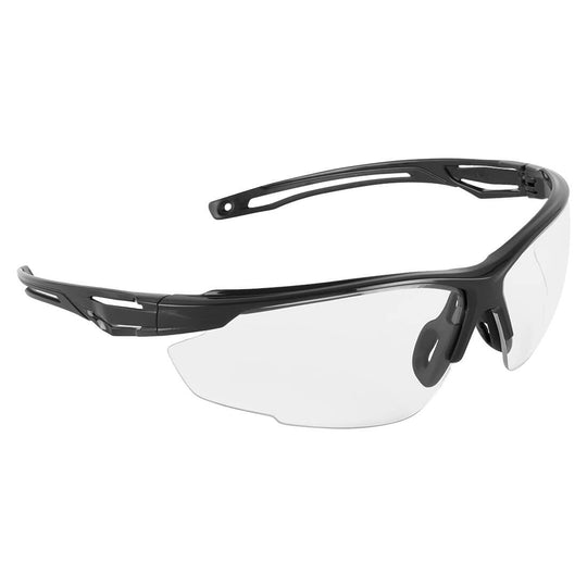 Clear lens Portwest Anthracite PS36 safety glasses.