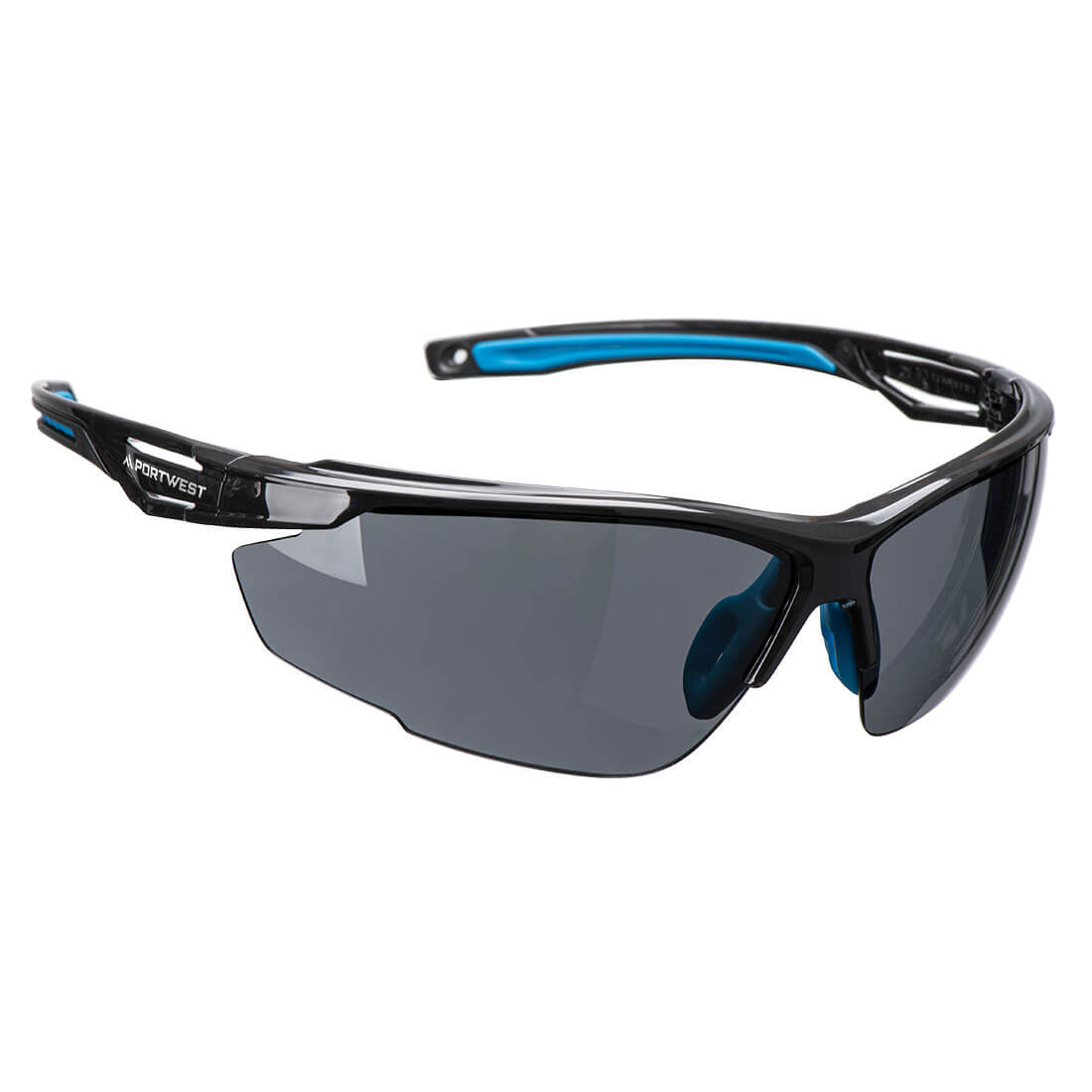 Smoked lens Portwest Anthracite K&N PS37 safety glasses.