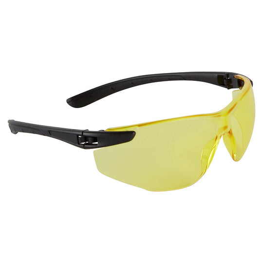 Amber lens Portwest Ultra PS38 safety spectacles.