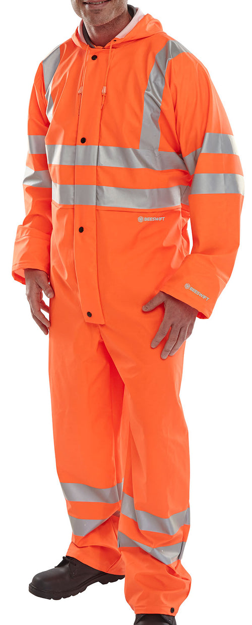 B-Seen Hi-Vis PU Breathable Coverall (Orange)