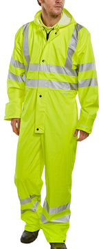 B-Seen Hi-Vis PU Breathable Coverall (Saturn Yellow) - thumbnail 1