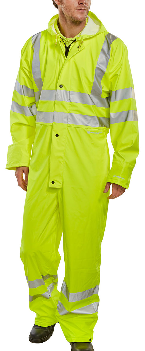 B-Seen Hi-Vis PU Breathable Coverall (Saturn Yellow)