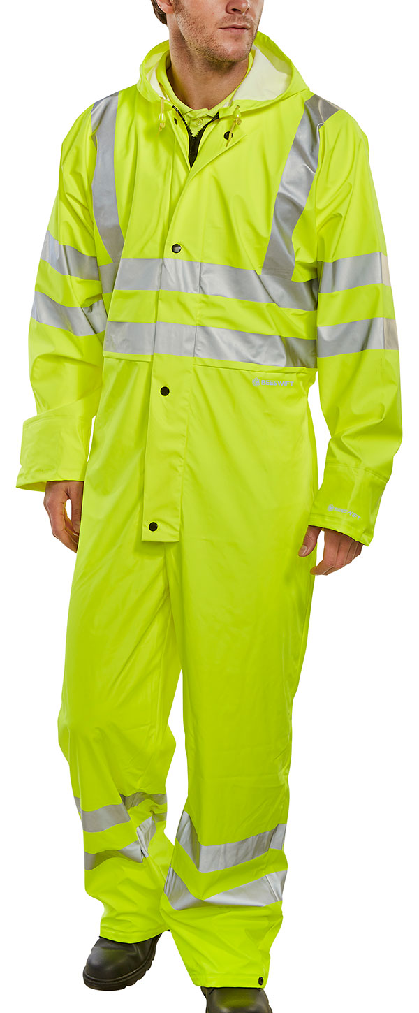 B-Seen Hi-Vis PU Breathable Coverall (Saturn Yellow)