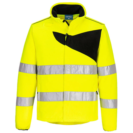 Portwest Hi-Vis Fleece in classic yellow and navy.