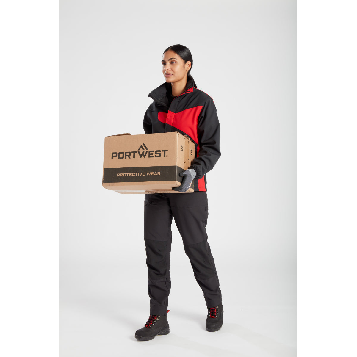 Detailed view of the Women's Softshell jacket's construction.