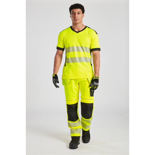 Worker wearing Portwest PW3 Hi-Vis Trousers 