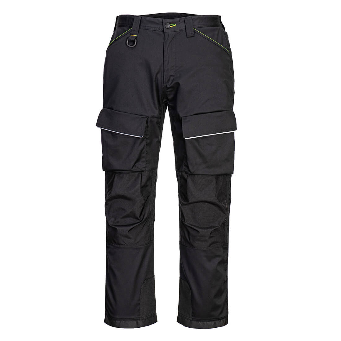 Black Portwest PW3 harness trousers (PW322) designed for working at height, with integrated harness points.