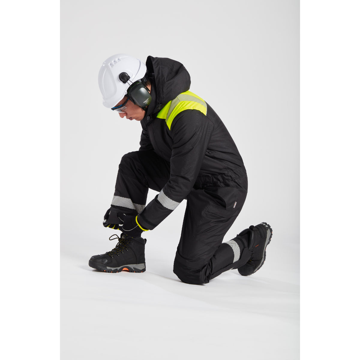 Close-up shot of the adjustable hook and loop cuff on the Portwest PW3 Winter Coverall.