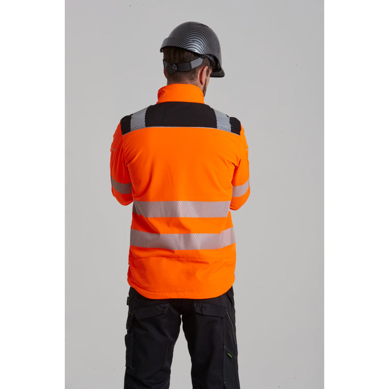 Back view of the Portwest PW3 Hi-Vis Zip Sweatshirt showing reflective tape placement.
