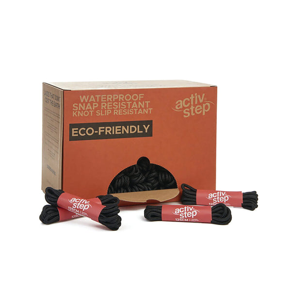 Rock Fall Activ-step Recycled Abrasion Resistant Shoe Laces (pack Of 50) Blk 125cm Abrlacbk/125