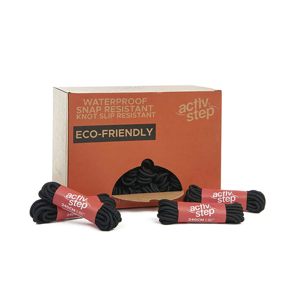 Rock Fall Activ-step Recycled Abrasion Resistant Boot Laces (pack Of 50) Blk 240cm Abrlacbk/240