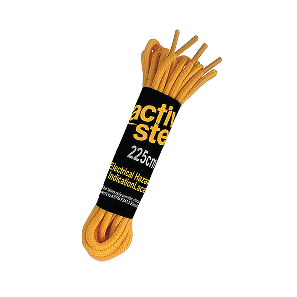Rock Fall Activ-step Electrical Hazard Indicator Ylw 225cm Boot Laces (pack Of 10) Asyl225/10