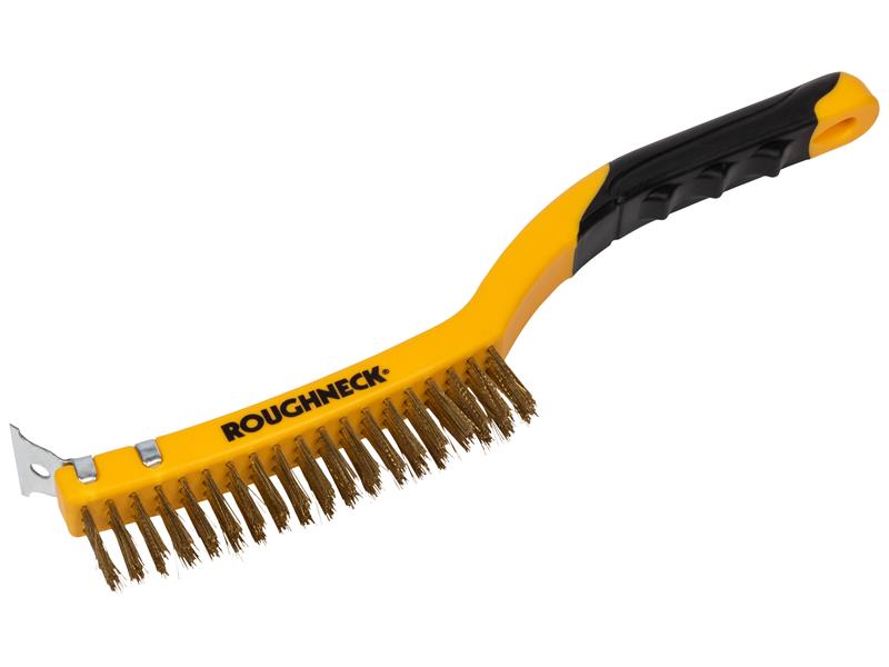 Wire Brush Soft Grip with Scraper