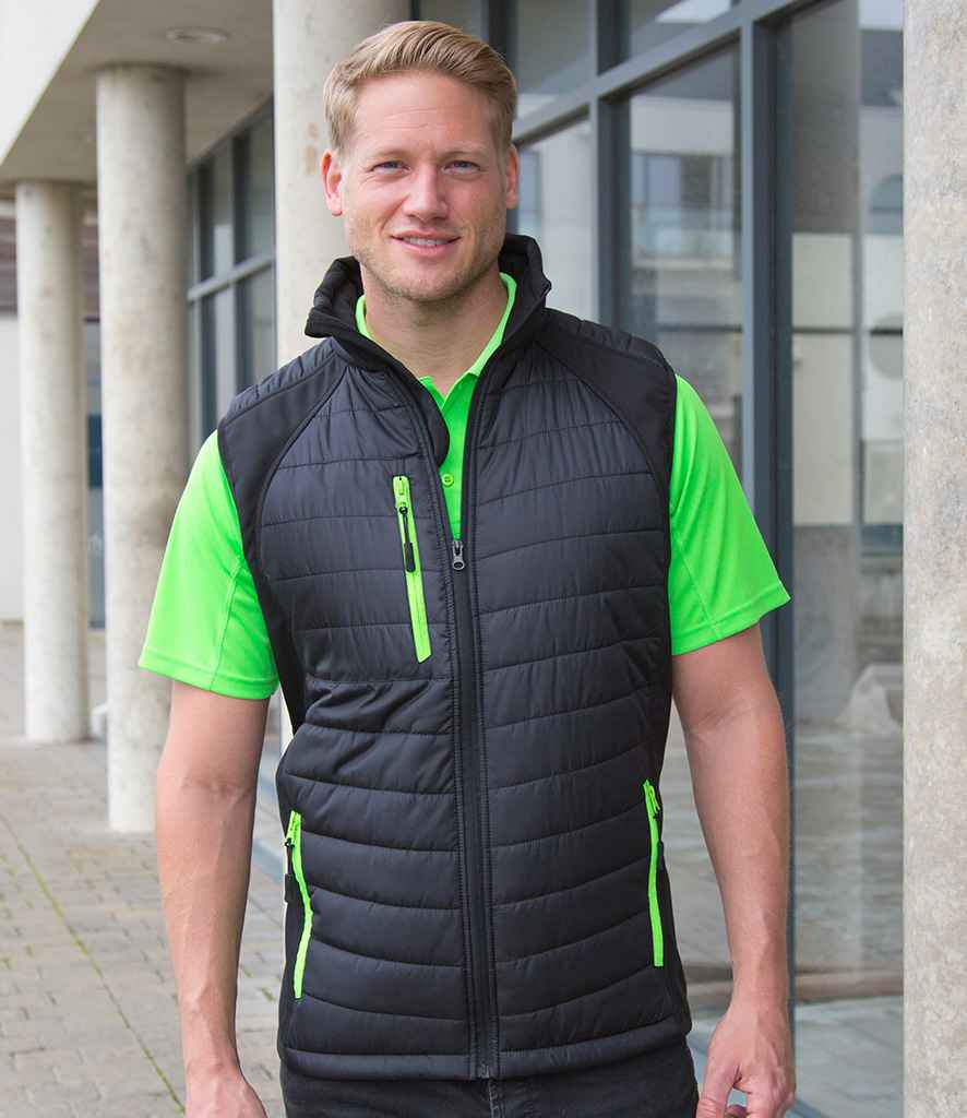 8x Embroidered Result Two-Tone Bodywarmer/Gilet with Company Logo