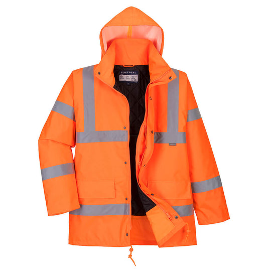 Portwest Hi-Vis Breathable Winter Traffic Jacket in orange.