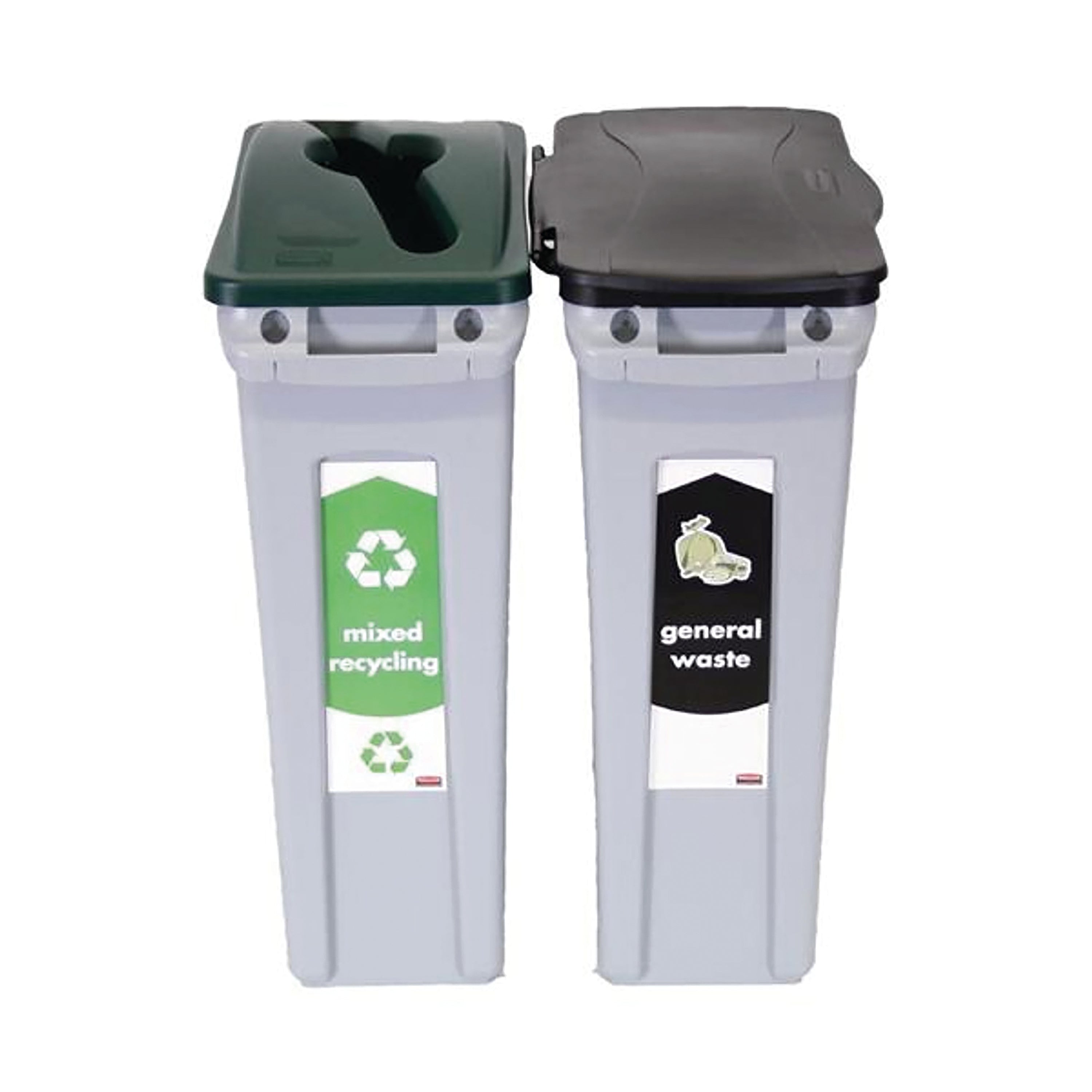 Rubbermaid Slim Jim 2-stream Recycling Station General Waste/mixed Recycling 2129601