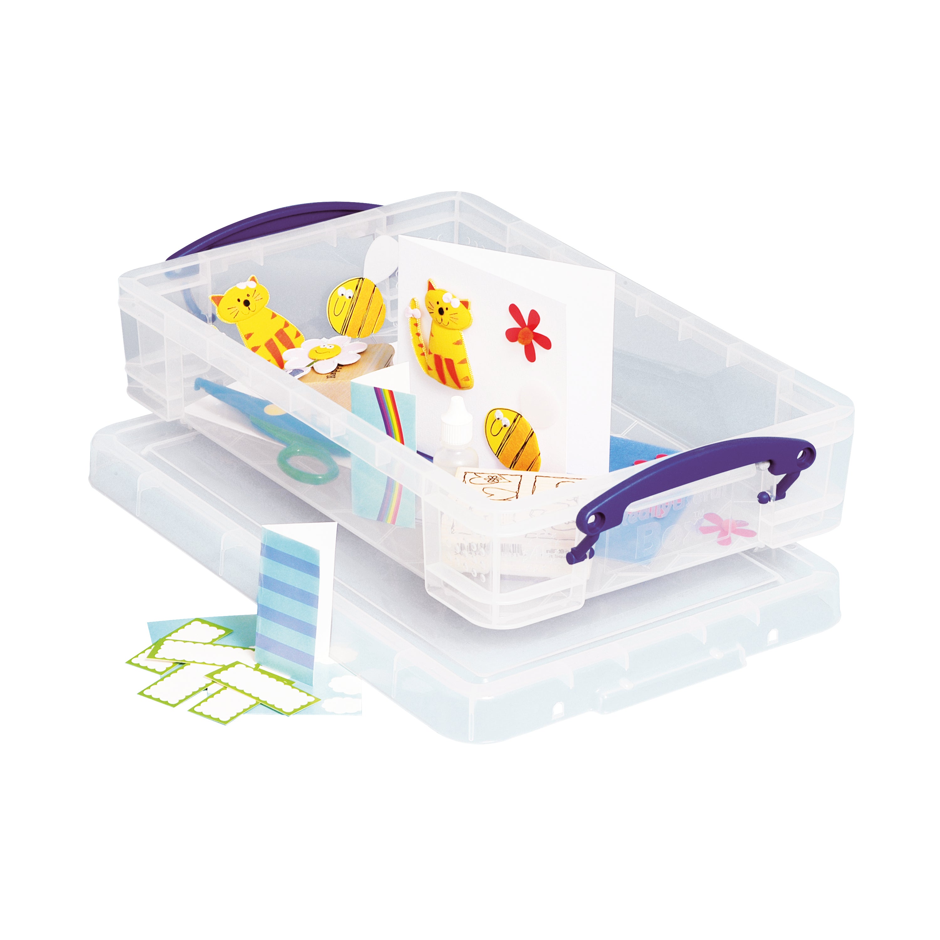 Really Useful 4 litre Plastic Storage Box With lid 395x255x80mm Clear KING4C