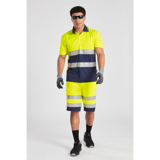 Professional in hi-vis workwear, ready for action with safety gloves and eyewear.