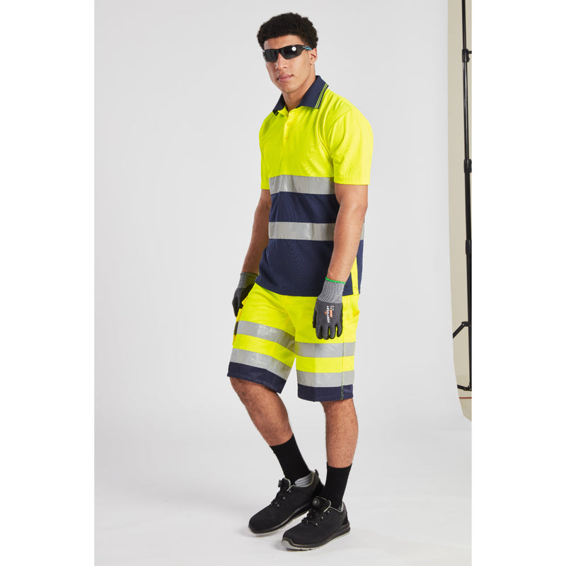 Work-ready in reflective safety wear, gloves, and shades — style meets protection.