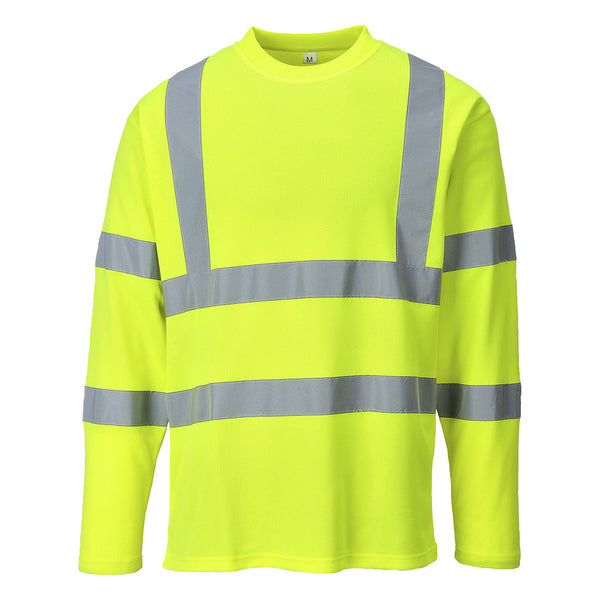 Portwest Hi-Vis Cotton Comfort T-Shirt Long Sleeved - [CLEARANCE]