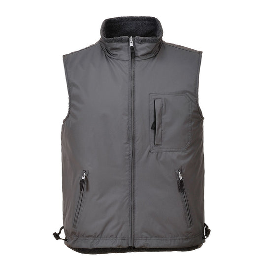 Portwest S418 RS reversible ripstop bodywarmer in grey with fleece lining
