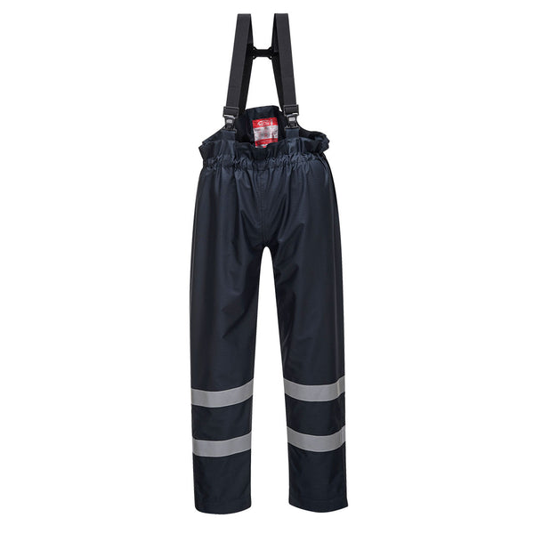 Portwest Bizflame Rain flame-resistant navy blue work trousers side view