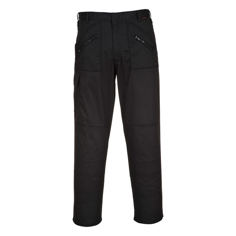 Portwest Action Trousers in black, regular length.