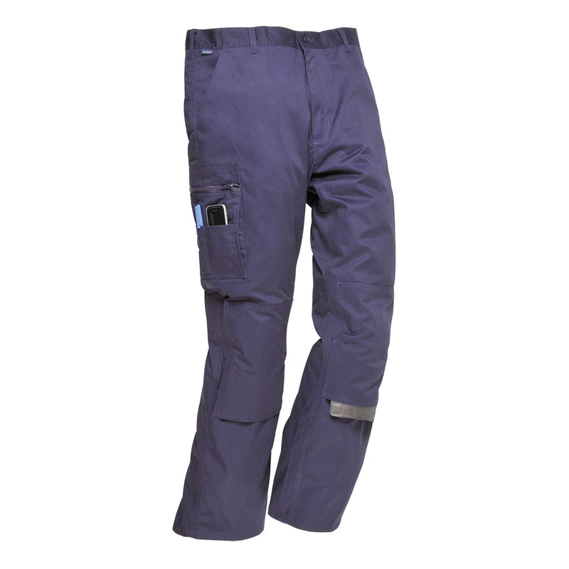 Portwest Bradford Trousers in navy blue, tall fit.