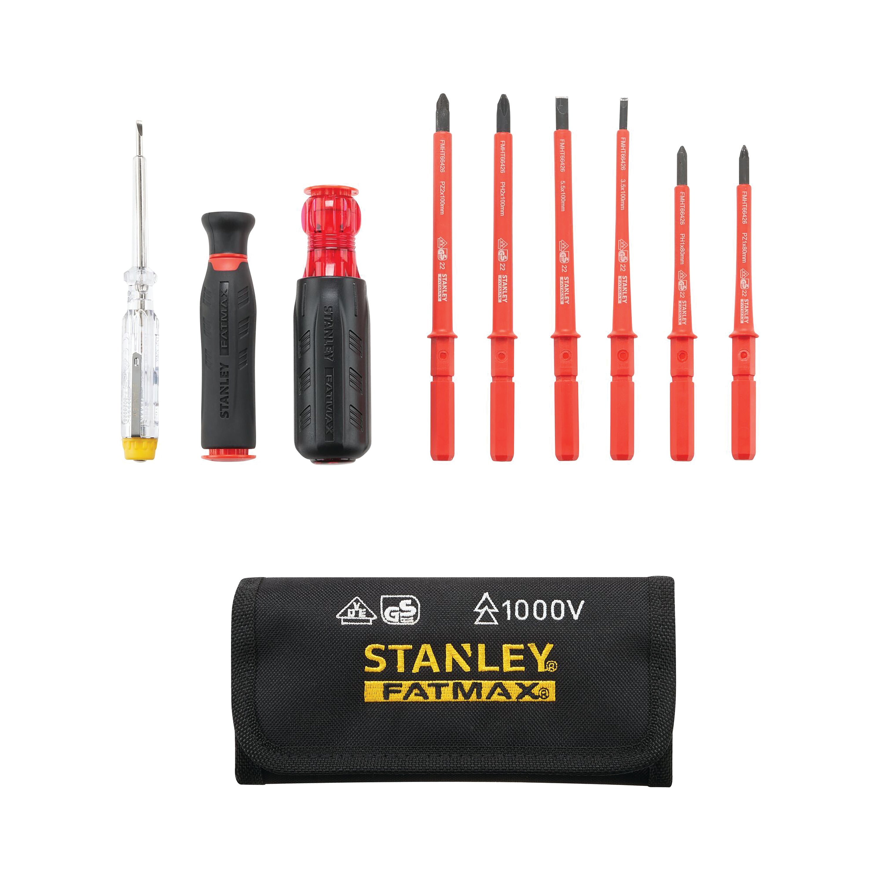 Stanley Fatmax VDE Multi-Bit 10 Piece Screwdriver Set in Pouch fmht66426-0