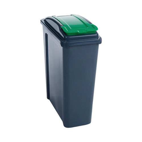 VFM Recycling Bin With Lid 25 Litre Green (Dimensions: W190 x D510 x H400mm) 384284