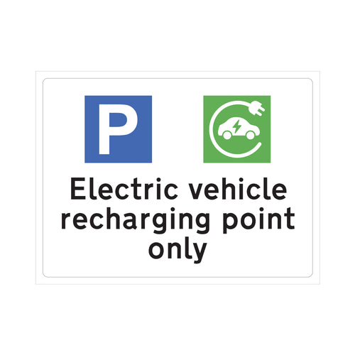 Spectrum Safety Sign Electric Vehicle Recharging Point Only RPVC 400x300mm 14980