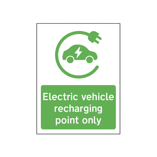 Spectrum Safety Sign Electric Vehicle Recharging Point Only Pvc 300x400mm 14985
