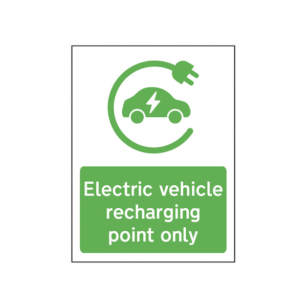 Spectrum Safety Sign Electric Vehicle Recharging Point Only Pvc 300x400mm 14985