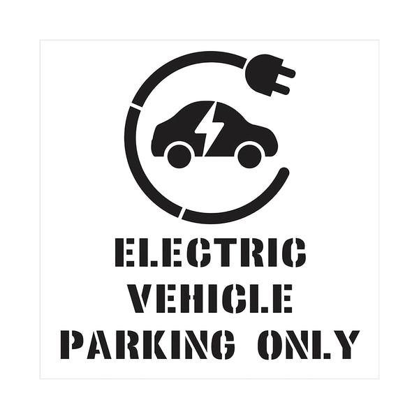 Spectrum Electric Vehicle Parking Only With Floor Symbol Stencil 1000x1000mm 9701-1000
