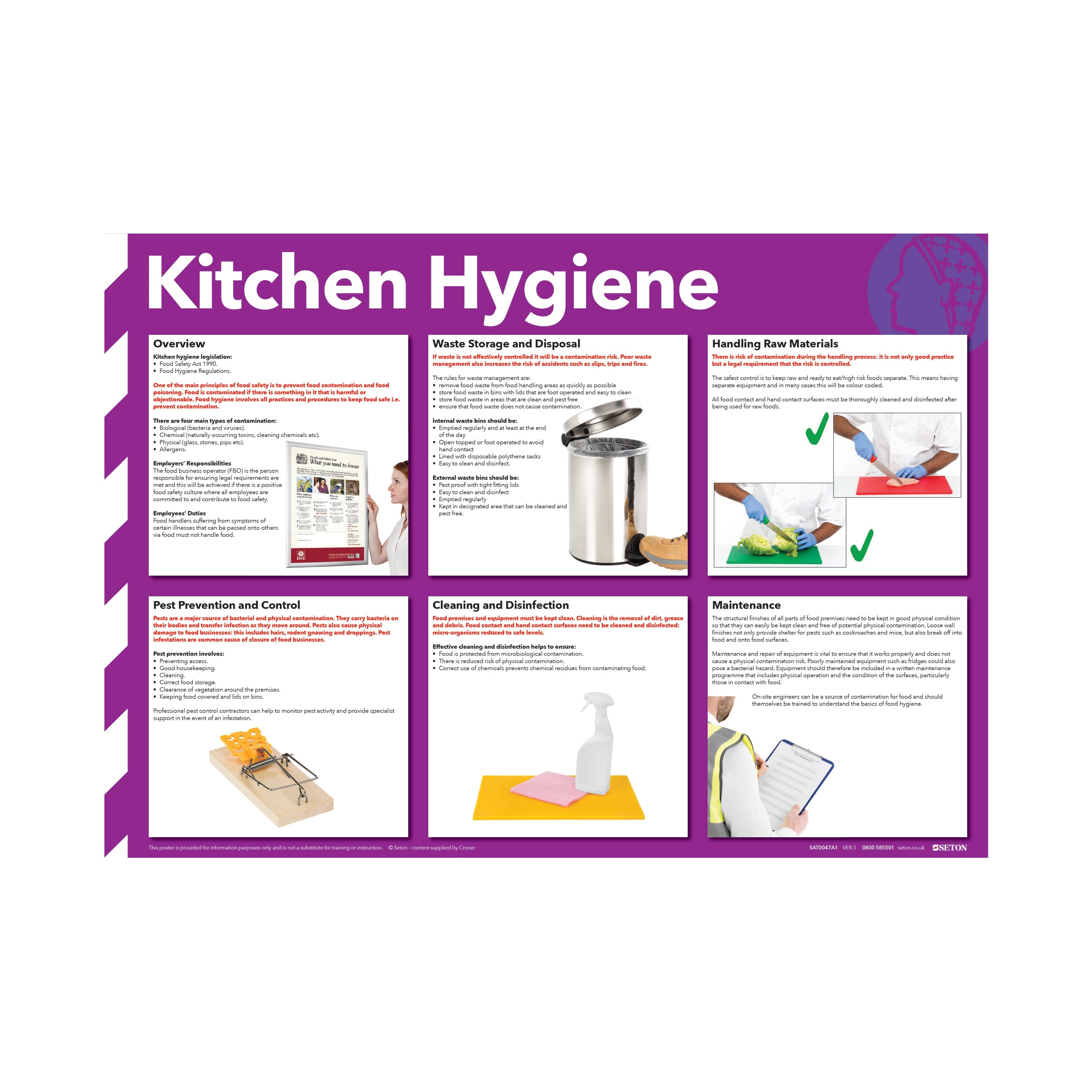 Signs and Labels General Sign Kitchen Hygiene Poster 420x590mm Fa607
