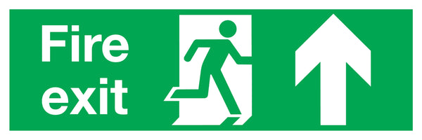 Signs and Labels Safety Sign Fire Exit Running Man Arrow Up 150x450mm Pvc Fx04711r
