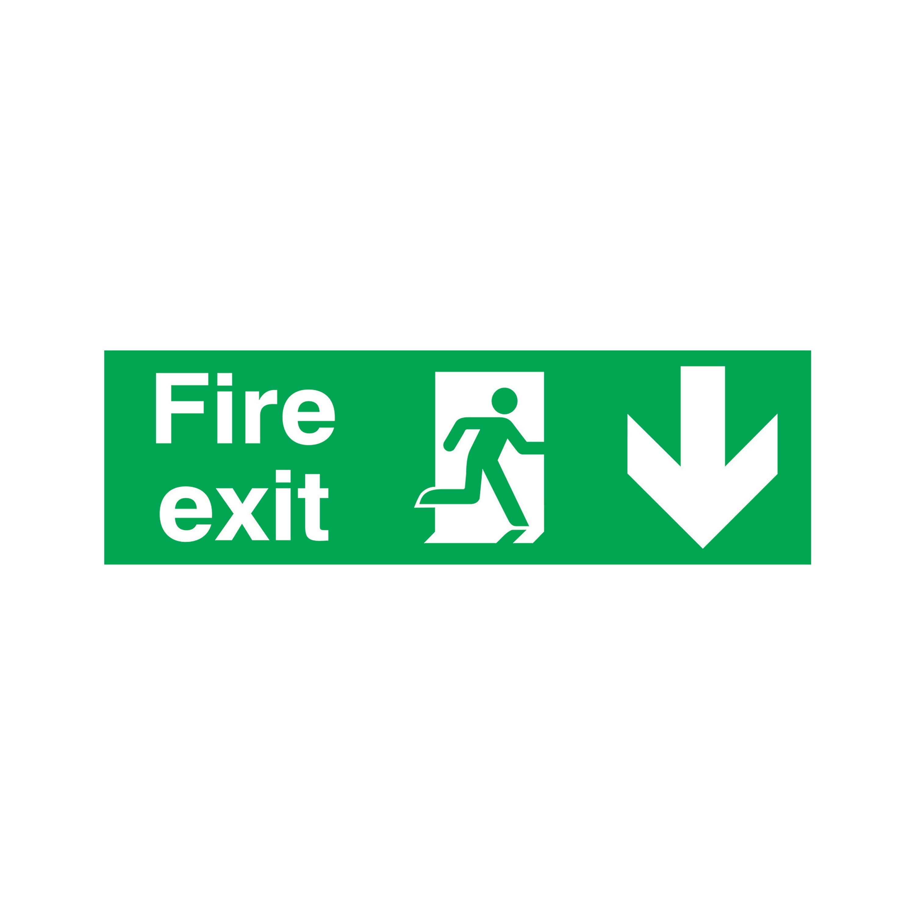 Signs and Labels Safety Sign Fire Exit Running Man Arrow Down Pvc 150x450mm Fx04211r