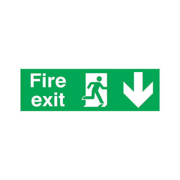 Signs and Labels Safety Sign Fire Exit Running Man Arrow Down Pvc 150x450mm Fx04211r